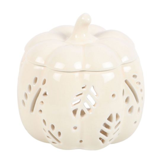 Picture of Off White Autumn Leaves Pumpkin Oil Burner 