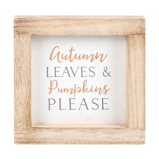 Picture of Autumn Leaves & Pumpkins Please Wooden Frame Sign