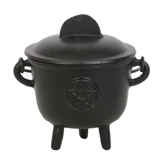 Picture of 11cm Cast Iron Cauldron with Pentagram