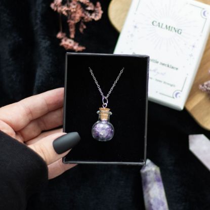 Picture of Calming Amethyst Crystal Chip Potion Bottle Necklace