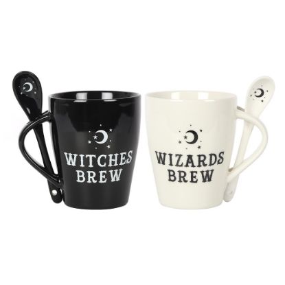 Picture of Witch and Wizard Couples Mug and Spoon Set