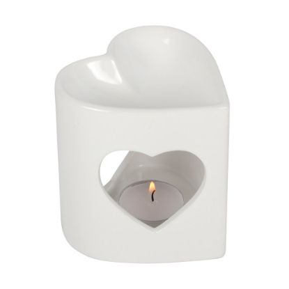 Picture of 10cm White Heart Cutout Oil Burner