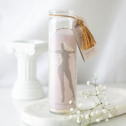 Picture of Athena Goddess Tube Candle with Clear Quartz Crystals