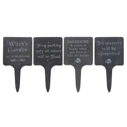 Picture of Set of 4 Slate Gothic Garden Signs