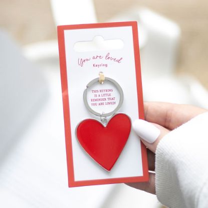 Picture of You Are Loved Heart Keyring