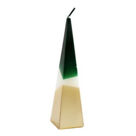 Picture of 20cm Green and Gold Pyramid Candle