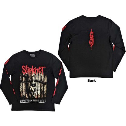 Picture of Slipknot Unisex Long Sleeve T-Shirt: Skeleton Flag Back & Sleeve Print
