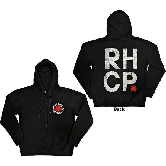 Picture of Red Hot Chili Peppers Unisex Zipped Hoodie: Red Asterisk Back Print