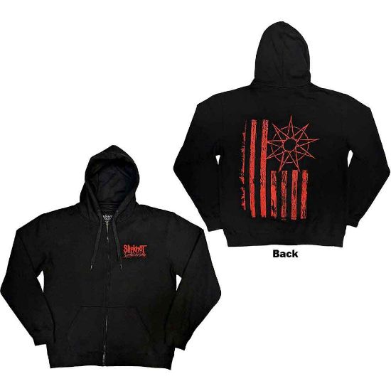 Picture of Slipknot Unisex Zipped Hoodie: 9-Point Flag Back Print