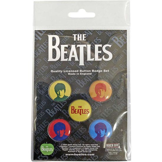 Picture of The Beatles Button Badge Pack: J,P,G&R Coloured