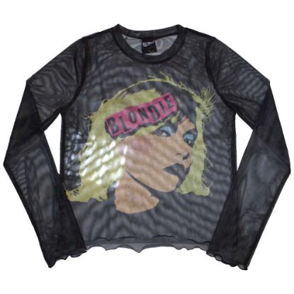 Picture of Blondie Ladies Long Sleeve Crop Top: Punk Poster Mesh