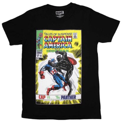 Picture of Marvel Comics Unisex T-Shirt: Cap vs The Panther Comic Cover