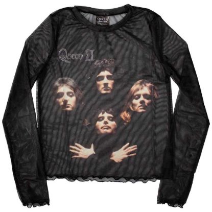 Picture of Queen Ladies Long Sleeve Crop Top: Bo Rhap Classic Mesh