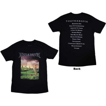 Picture of Megadeth Unisex T-Shirt: Youthanasia Tracklist Back Print