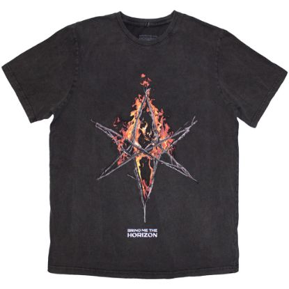 Picture of Bring Me The Horizon Unisex T-Shirt: Flame Hex & Text Logo Wash Collection