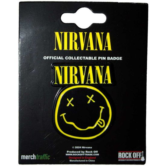 Picture of Nirvana Pin Badge: Logo & Happy Face Cut-Out