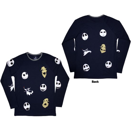 Picture of The Nightmare Before Christmas Unisex Long Sleeve T-Shirt: Character Heads Back Print & Embellished