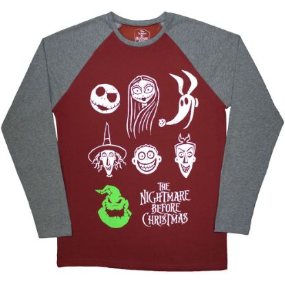 Picture of The Nightmare Before Christmas Unisex Raglan T-Shirt: Stacked Faces Embellished