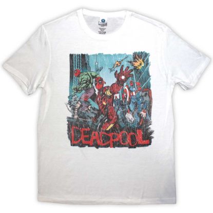 Picture of Marvel Comics Unisex T-Shirt: Deadpool Hero Scene Vintage