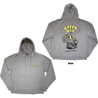 Picture of Green Day Unisex Zipped Hoodie: Longview Doodle Back Print