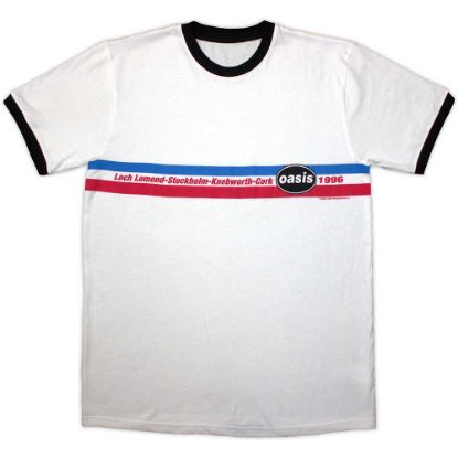 Picture of Oasis Unisex Ringer T-Shirt: 1996 Tour Horizontal Stripes Ringer