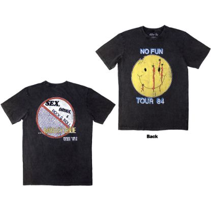 Picture of Motley Crue Unisex Stone Wash T-Shirt: No Fun Tour '84 Back Print