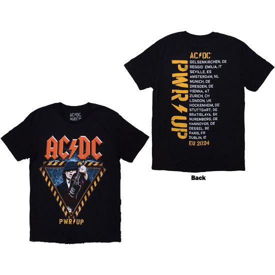 Picture of AC/DC Unisex T-Shirt: Angus Triangle PWR-UP EU Tour '26 Ex-Tour Back Print