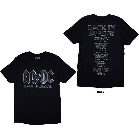 Picture of AC/DC Unisex T-Shirt: Back In Black PWR-UP EU Tour '24 Ex-Tour Back Print