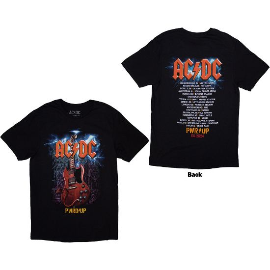 Picture of AC/DC Unisex T-Shirt: Guitar PWR-UP EU Tour '24 Ex-Tour Back Print