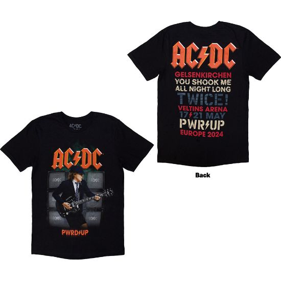 Picture of AC/DC Unisex T-Shirt: PWRD-UP Gelsenkirchen '24 Ex-Tour Back Print (Small)