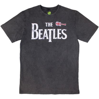 Picture of The Beatles Unisex Stone Wash T-Shirt: Guitar & Drop T
