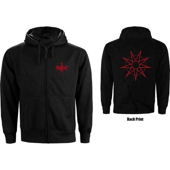 Picture of Slipknot Unisex Zipped Hoodie: 9 Point Star Back Print