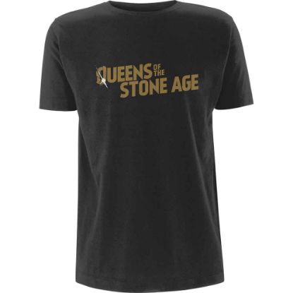 Picture of Queens Of The Stone Age Unisex T-Shirt: Metallic Text Logo