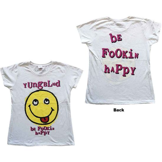 Picture of Yungblud Ladies T-Shirt: Raver Smile Back Print