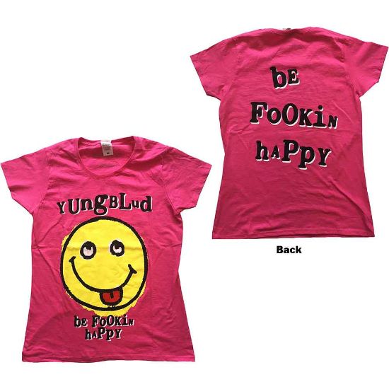 Picture of Yungblud Ladies T-Shirt: Raver Smile Back Print