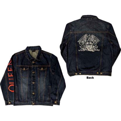 Picture of Queen Unisex Denim Jacket: White Crest Back Print