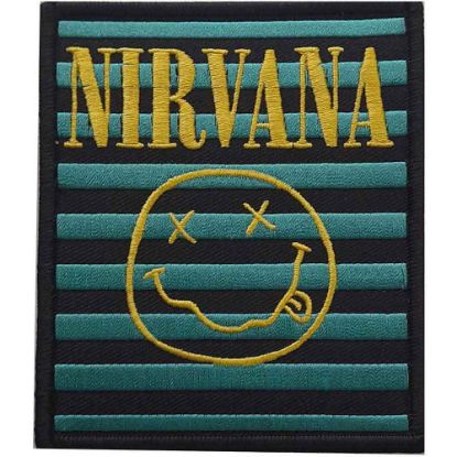 Picture of Nirvana Woven Patch: Logo & Happy Face Stripes (Standard) 