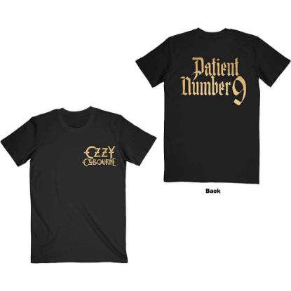 Picture of Ozzy Osbourne Unisex T-Shirt: Patient No. 9 Gold Logo Back Print