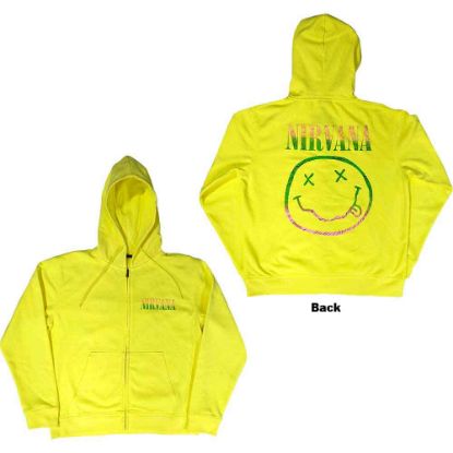 Picture of Nirvana Unisex Zipped Hoodie: Sorbet Ray Happy Face Back Print