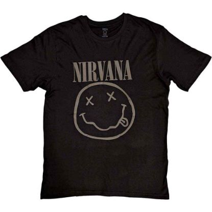 Picture of Nirvana Unisex T-Shirt: Black Happy Face Hi-Build