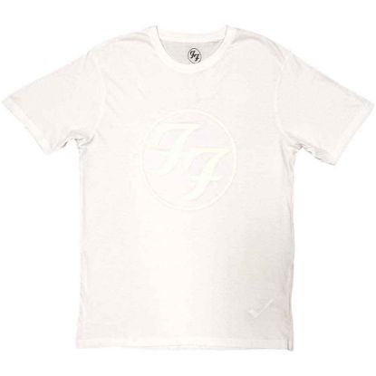 Picture of Foo Fighters Unisex T-Shirt: FF Logo Hi-Build White-On-White