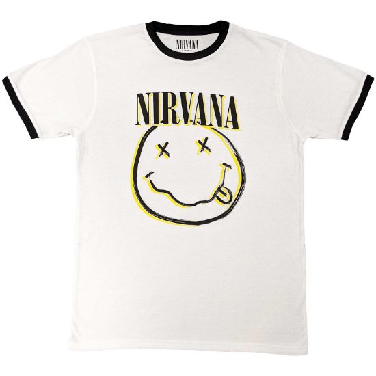 Picture of Nirvana Unisex Ringer T-Shirt: Double Happy Face
