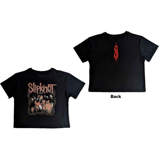 Picture of Slipknot Ladies Crop Top: Band Frame Back Print