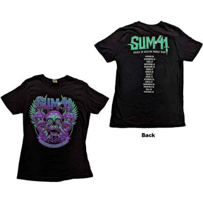 Picture of Sum 41 Unisex T-Shirt: Order In Decline Tour 2020 Purple Skull Ex-Tour Back Print (Small)