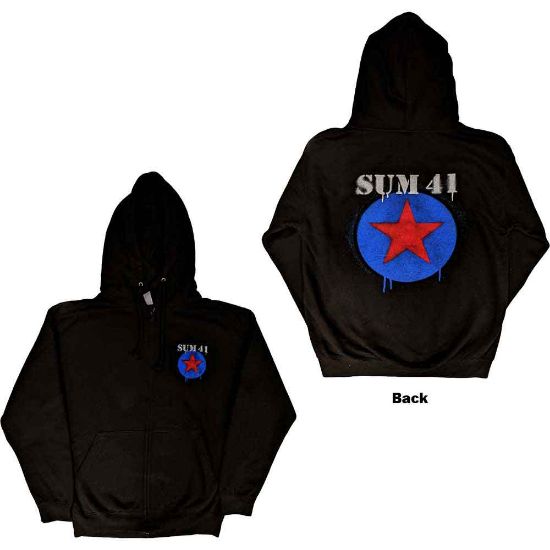 Picture of Sum 41 Unisex Zipped Hoodie: Star Logo Ex-Tour Back Print (Medium)