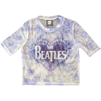 Picture of The Beatles Ladies Crop Top: Heart & Drop T Logo Mesh