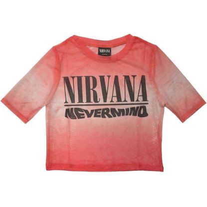 Picture of Nirvana Ladies Crop Top: Nevermind Wavy Logo Mesh