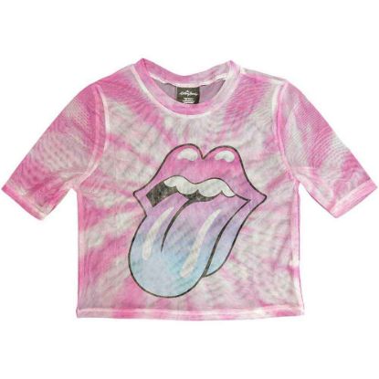 Picture of The Rolling Stones Ladies Crop Top: Pink Gradient Tongue Mesh