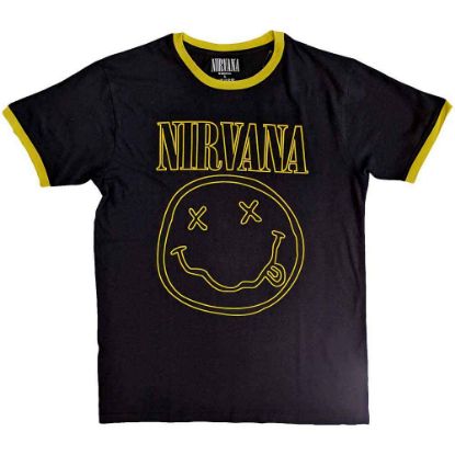 Picture of Nirvana Unisex Ringer T-Shirt: Outline Happy Face