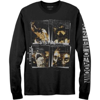 Picture of System Of A Down Unisex Long Sleeve T-Shirt: Face Boxes Sleeve Print
